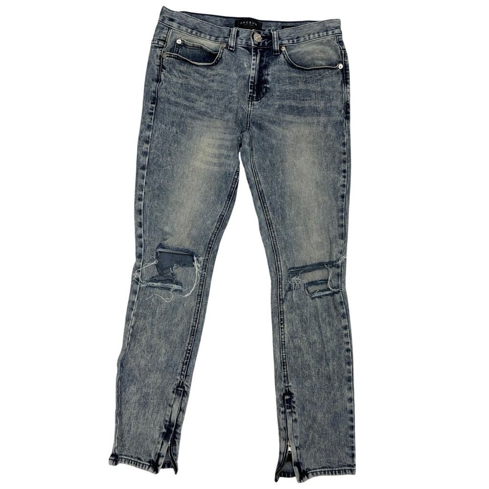 PacSun Distressed Stacked Jeans 🔥 Light‑Wash Ripped Streetwear👖 Size 29/30